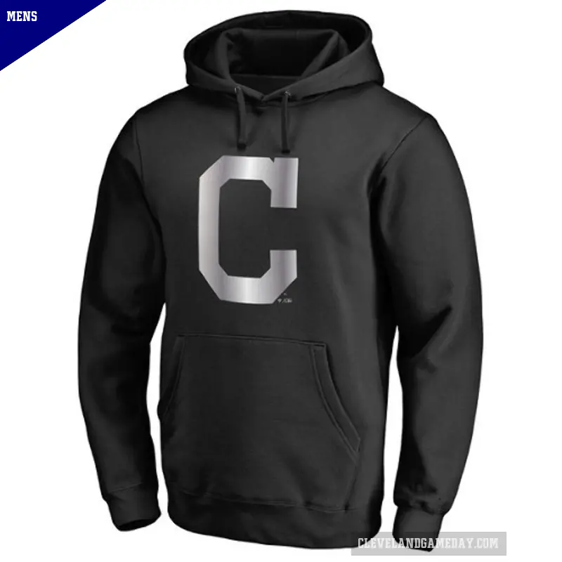 Men's Cleveland Guardians Black Platinum Collection Pullover Hoodie -