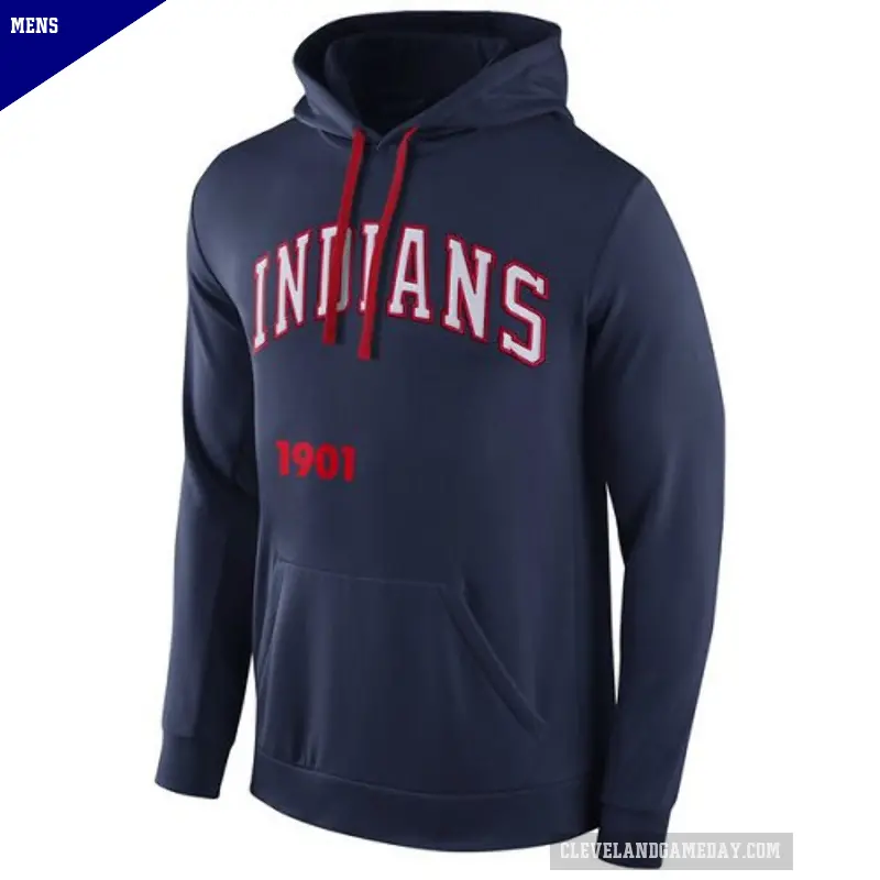 Men's Cleveland Guardians Navy Blue Cooperstown Performance Pullover Hoodie -
