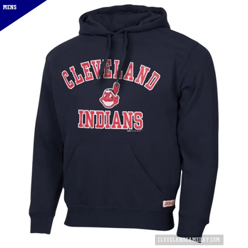Men's Cleveland Guardians Navy Blue Stitches Fastball Fleece Pullover Hoodie -