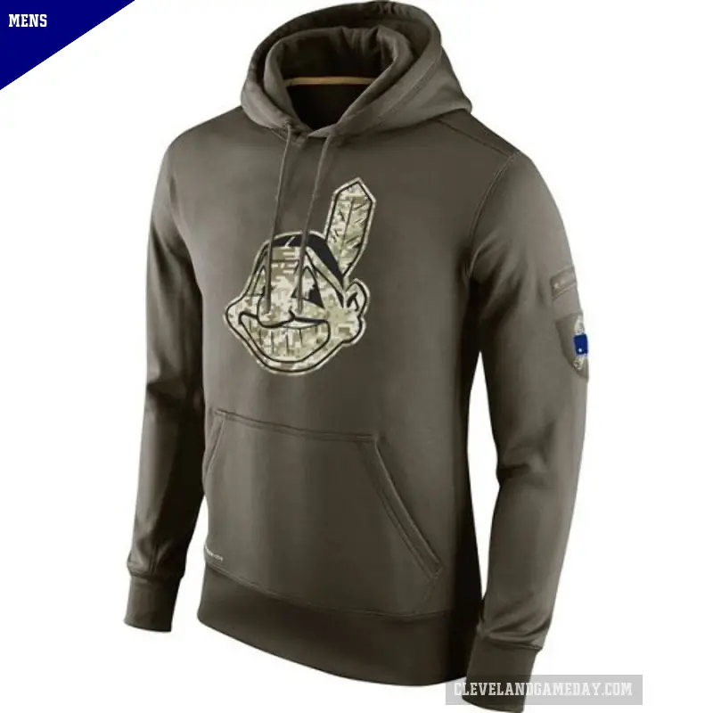 Men's Cleveland Guardians Olive Salute to Service KO Performance Hoodie