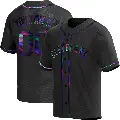 Men's No.00 Custom Cleveland Guardians Black Replica Holographic Alternate Jersey