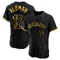 Men's No.12 Roberto Alomar Cleveland Guardians Black Authentic Snake Skin City Jersey