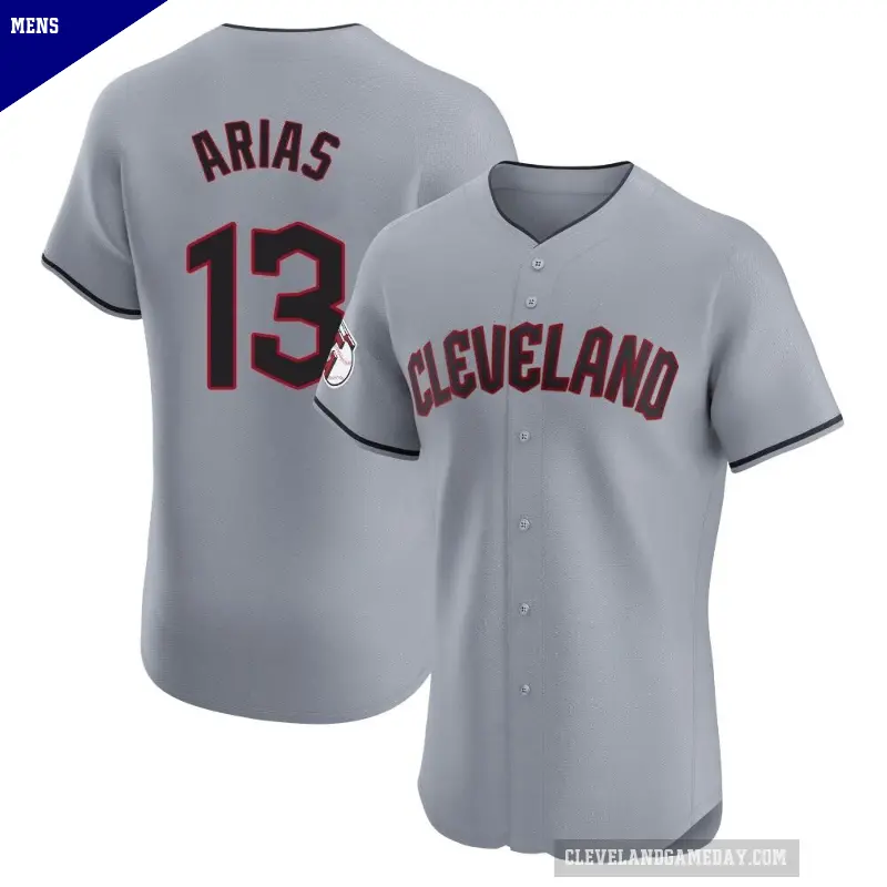 Men's No.13 Gabriel Arias Cleveland Guardians Gray Elite Road Jersey