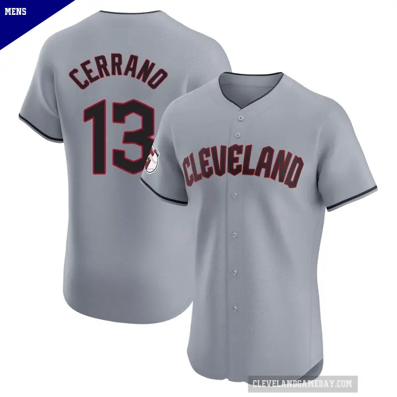 Men's No.13 Pedro Cerrano Cleveland Guardians Gray Elite Road Jersey