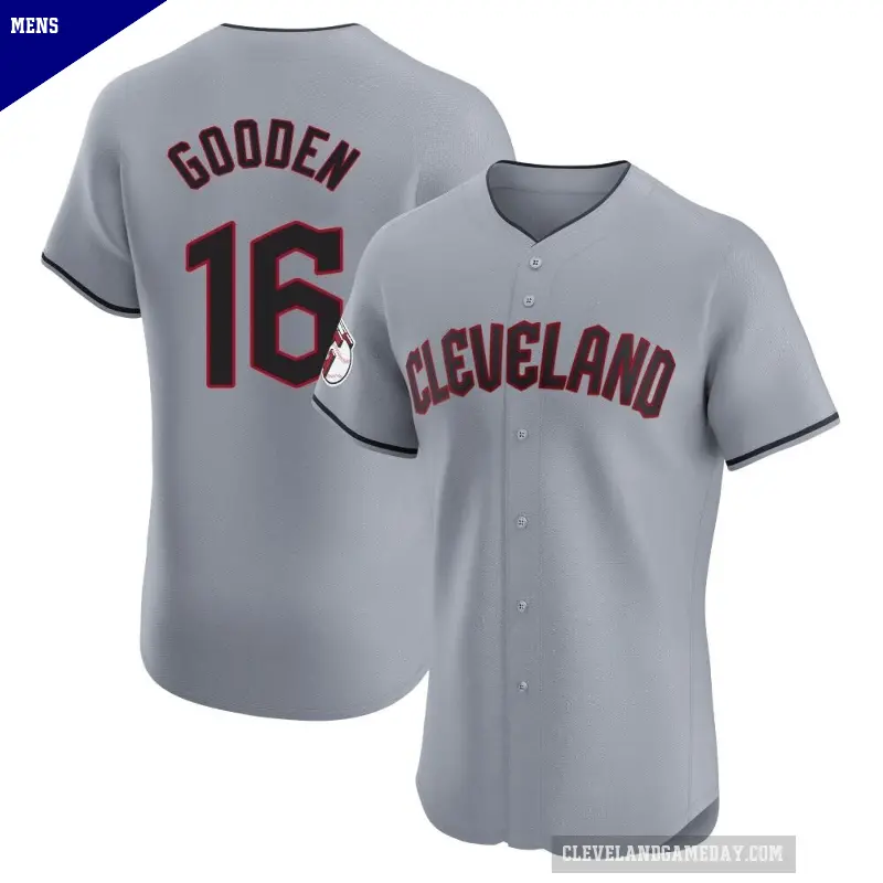 Men's No.16 Dwight Gooden Cleveland Guardians Gray Elite Road Jersey