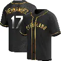 Men's No.17 Keith Hernandez Cleveland Guardians Gold Replica Black en Alternate Jersey