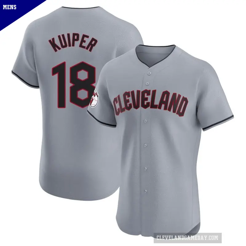 Men's No.18 Duane Kuiper Cleveland Guardians Gray Elite Road Jersey