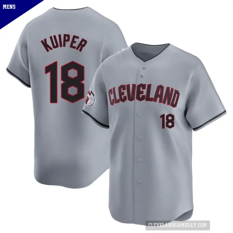 Men's No.18 Duane Kuiper Cleveland Guardians Gray Limited Road Jersey