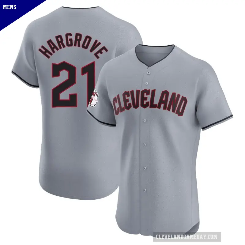 Men's No.21 Mike Hargrove Cleveland Guardians Gray Elite Road Jersey