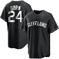 Men's No.24 Roger Dorn Cleveland Guardians Black/White Replica Jersey