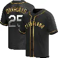 Men's No.25 Vic Davalillo Cleveland Guardians Gold Replica Black en Alternate Jersey