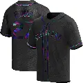 Men's No.27 Austin Hedges Cleveland Guardians Black Replica Holographic Alternate Jersey