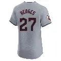 Men's No.27 Austin Hedges Cleveland Guardians Gray Elite Road Jersey