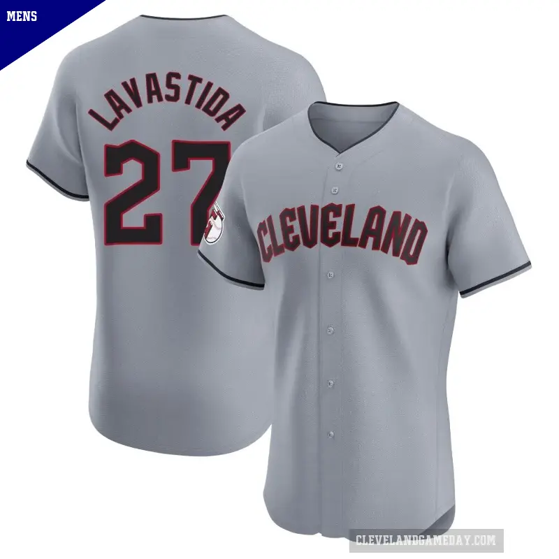 Men's No.27 Bryan Lavastida Cleveland Guardians Gray Elite Road Jersey