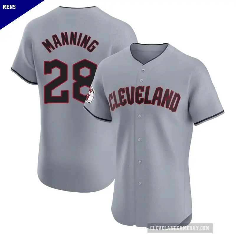 Men's No.28 Rick Manning Cleveland Guardians Gray Elite Road Jersey