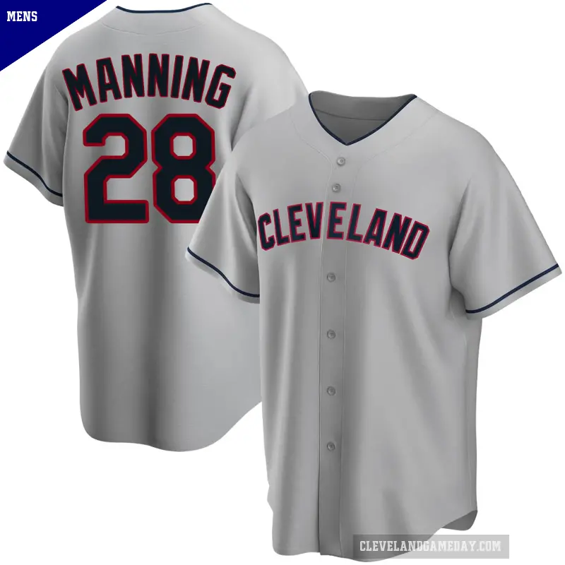 Men's No.28 Rick Manning Cleveland Guardians Gray Replica Road Jersey