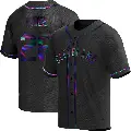Men's No.28 Tanner Bibee Cleveland Guardians Black Replica Holographic Alternate Jersey