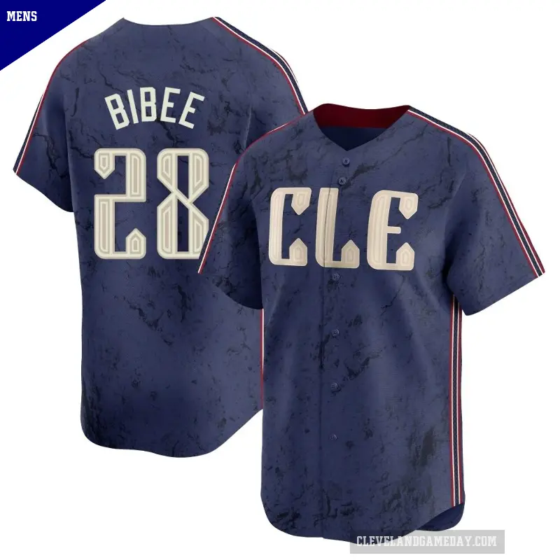 Men's No.28 Tanner Bibee Cleveland Guardians Navy Limited 2024 City Connect Jersey