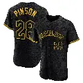 Men's No.28 Vada Pinson Cleveland Guardians Black Authentic Snake Skin City Jersey