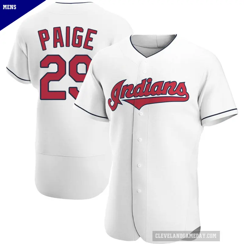Men's No.29 Satchel Paige Cleveland Guardians White Authentic Home Jersey