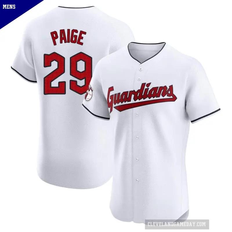 Men's No.29 Satchel Paige Cleveland Guardians White Elite Home Jersey