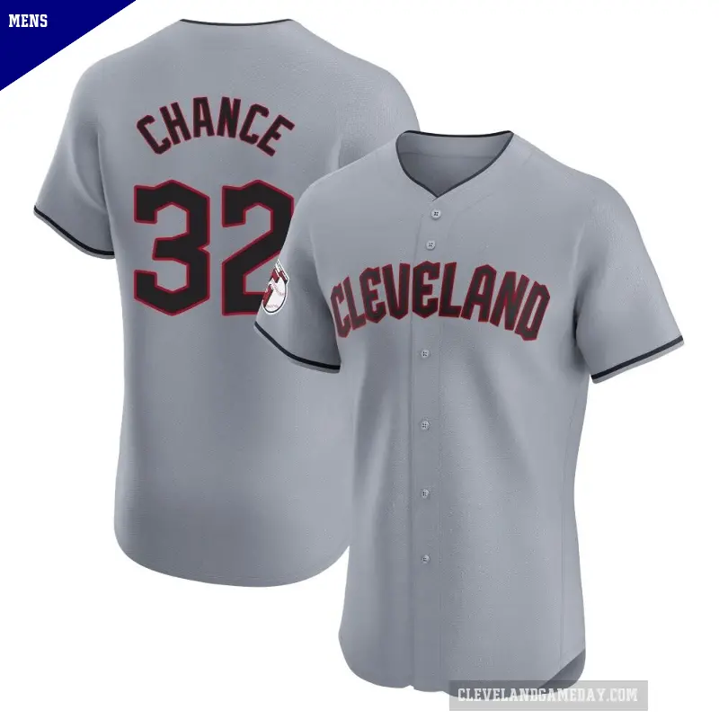 Men's No.32 Dean Chance Cleveland Guardians Gray Elite Road Jersey