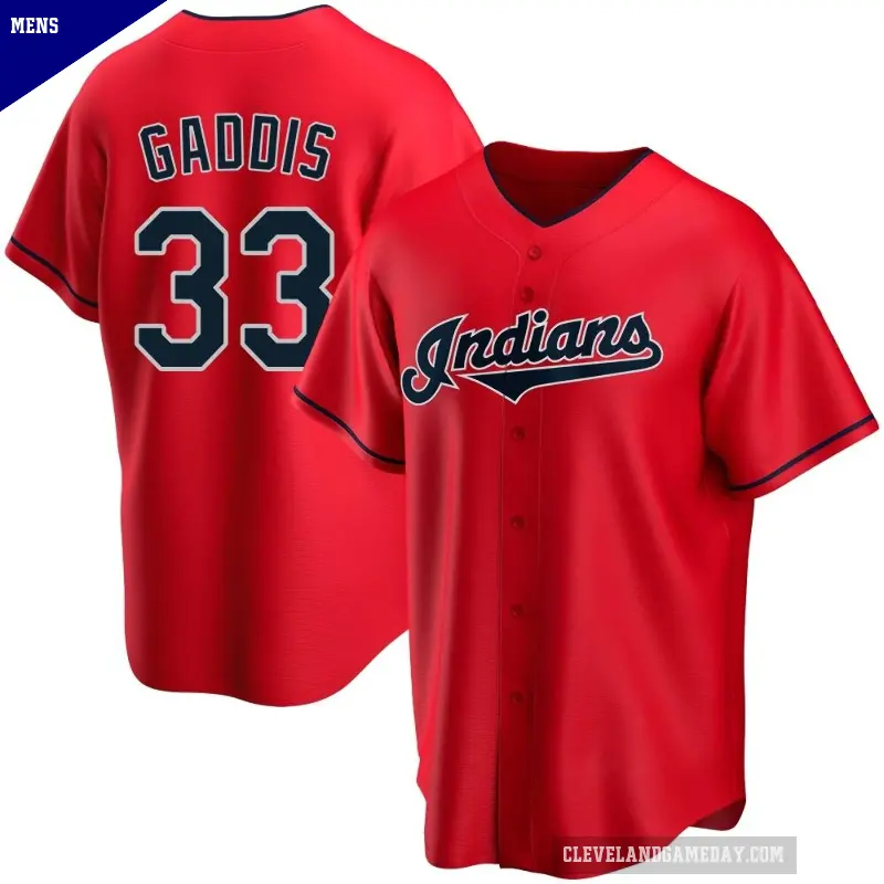 Men's No.33 Hunter Gaddis Cleveland Guardians Red Replica Alternate Jersey