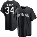 Men's No.34 Paul Sewald Cleveland Guardians Black/White Replica Jersey