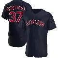 Men's No.37 Dennis Eckersley Cleveland Guardians Navy Authentic Alternate Jersey