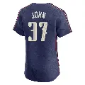 Men's No.37 Tommy John Cleveland Guardians Navy Elite 2024 City Connect Jersey