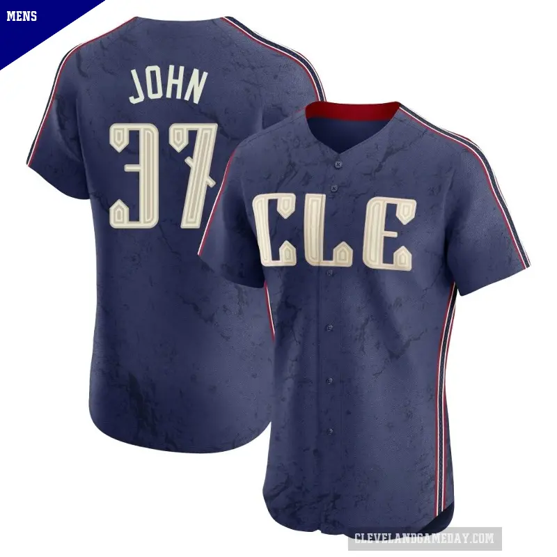 Men's No.37 Tommy John Cleveland Guardians Navy Elite 2024 City Connect Jersey