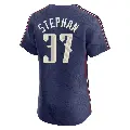 Men's No.37 Trevor Stephan Cleveland Guardians Navy Elite 2024 City Connect Jersey