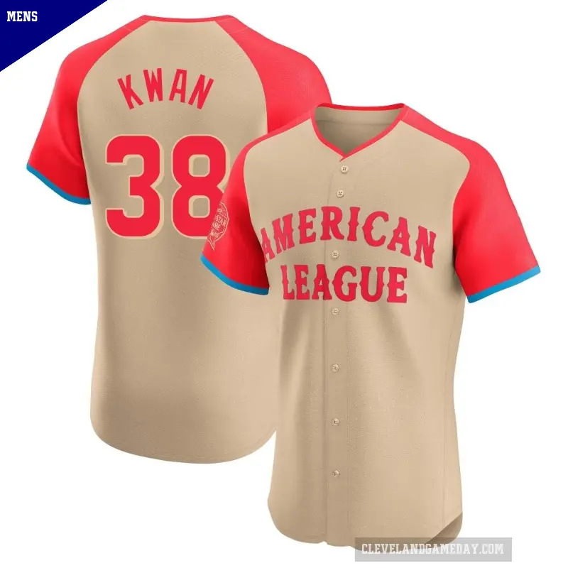 Men's No.38 Steven Kwan Cleveland Guardians Cream Elite American League 2024 All-Star Game Jersey