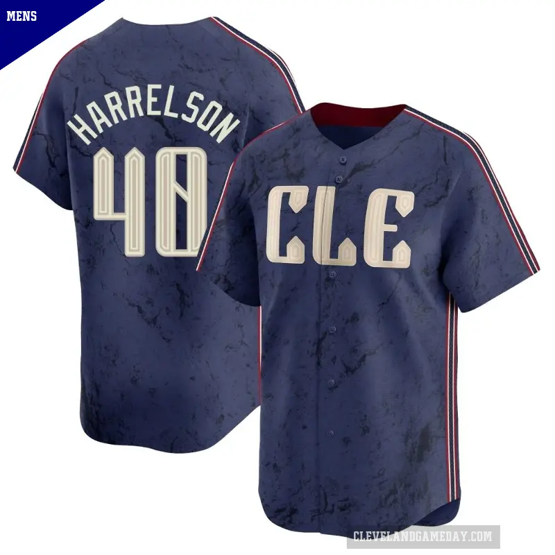 Men's No.40 Ken Harrelson Cleveland Guardians Navy Limited 2024 City Connect Jersey