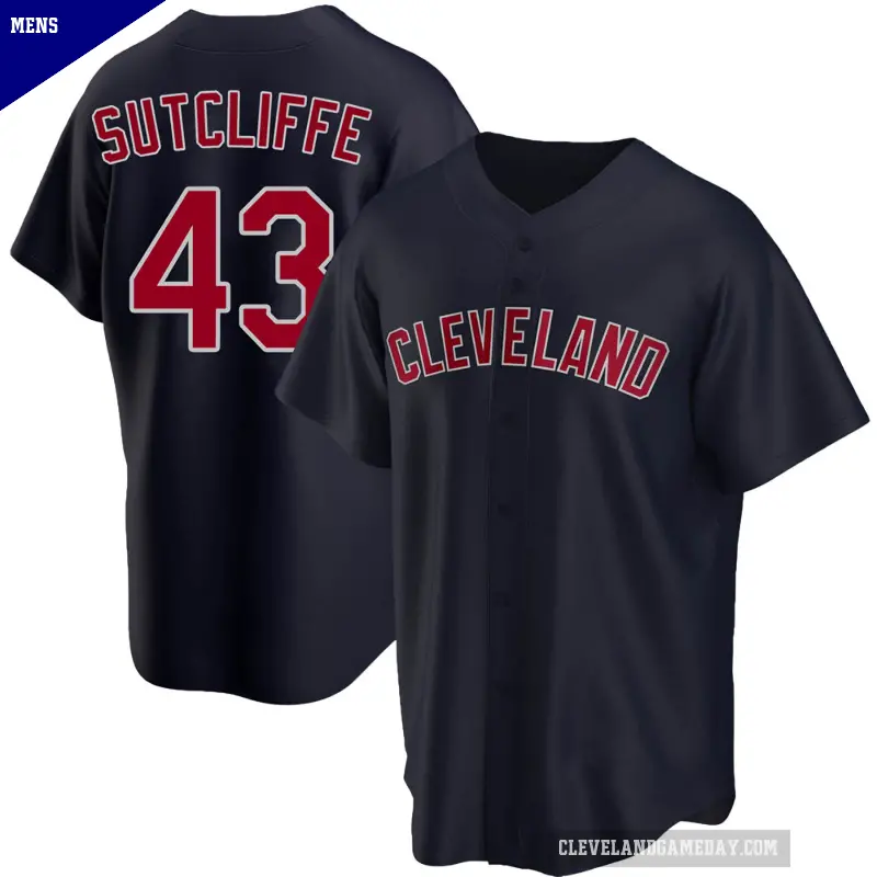 Men's No.43 Rick Sutcliffe Cleveland Guardians Navy Replica Alternate Jersey