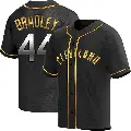 Men's No.44 Bobby Bradley Cleveland Guardians Gold Replica Black en Alternate Jersey