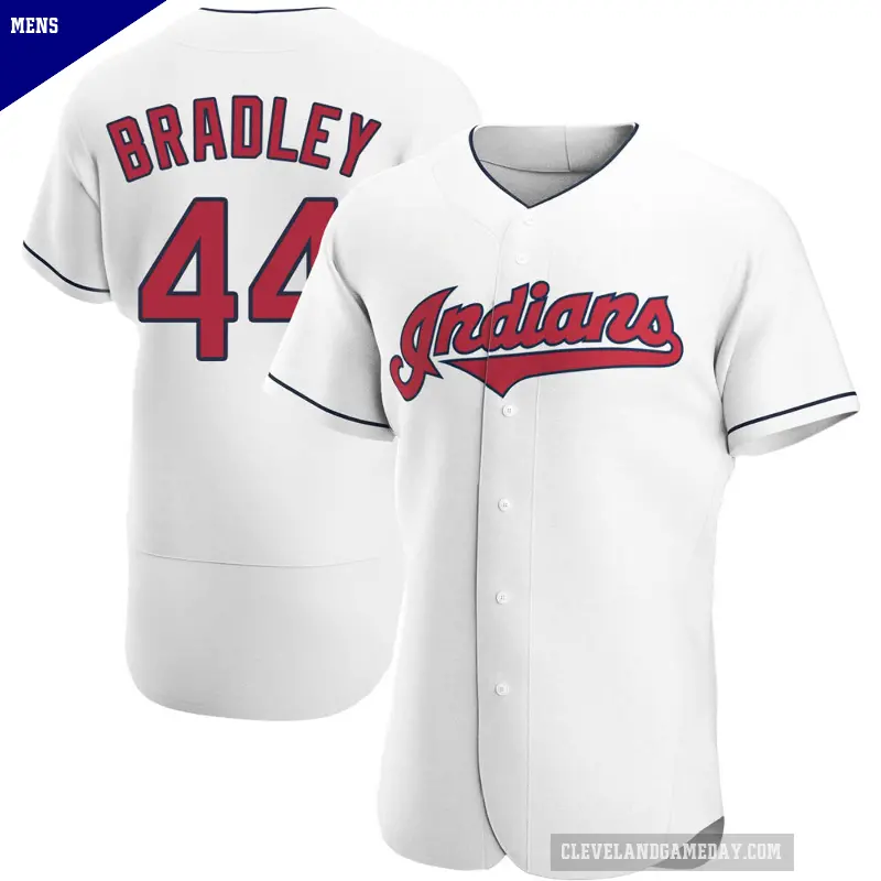 Men's No.44 Bobby Bradley Cleveland Guardians White Authentic Home Jersey