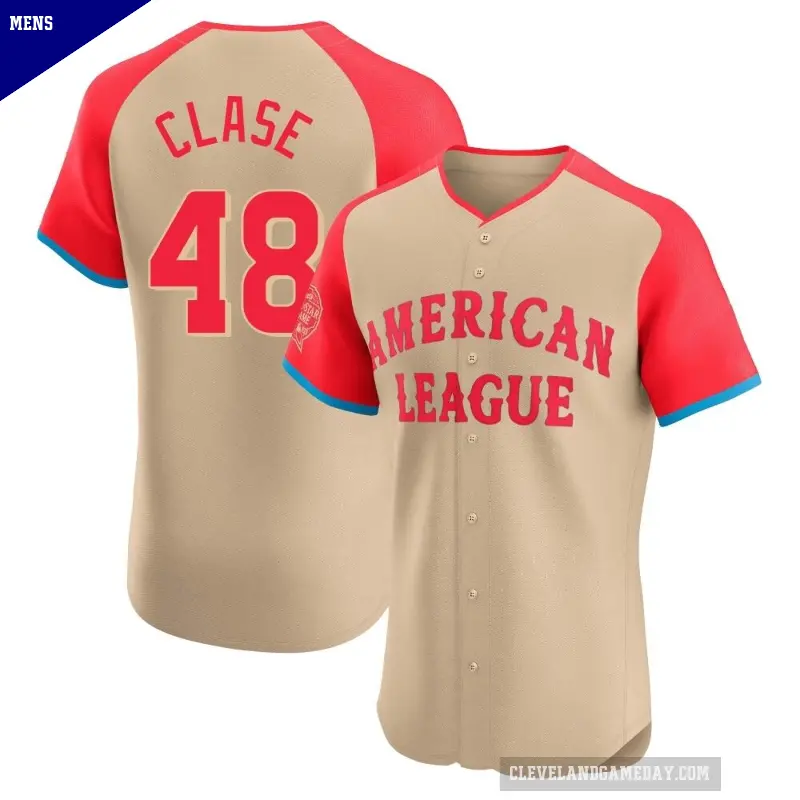 Men's No.48 Emmanuel Clase Cleveland Guardians Cream Elite American League 2024 All-Star Game Jersey