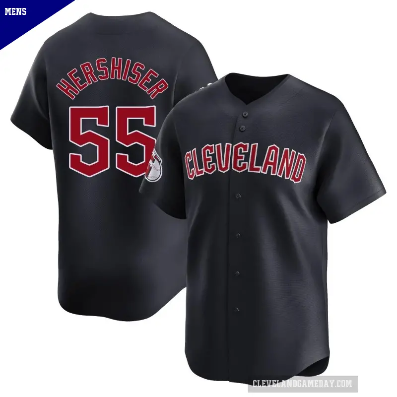 Men's No.55 Orel Hershiser Cleveland Guardians Navy Limited Alternate Jersey