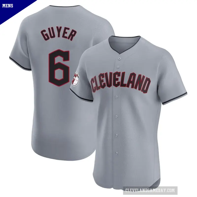 Men's No.6 Brandon Guyer Cleveland Guardians Gray Elite Road Jersey