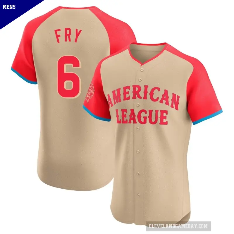 Men's No.6 David Fry Cleveland Guardians Cream Elite American League 2024 All-Star Game Jersey