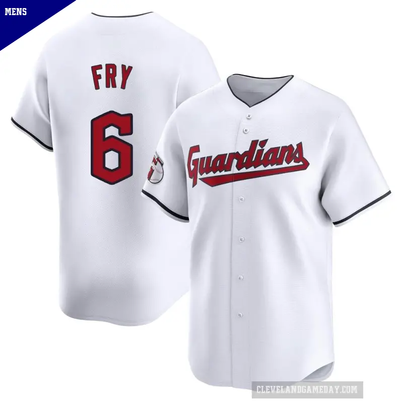 Men's No.6 David Fry Cleveland Guardians White Limited Home Jersey