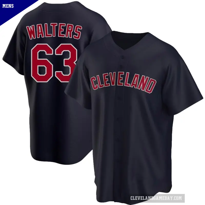 Men's No.63 Andrew Walters Cleveland Guardians Navy Replica Alternate Jersey
