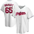 Men's No.65 Doug Nikhazy Cleveland Guardians White Replica Home Jersey