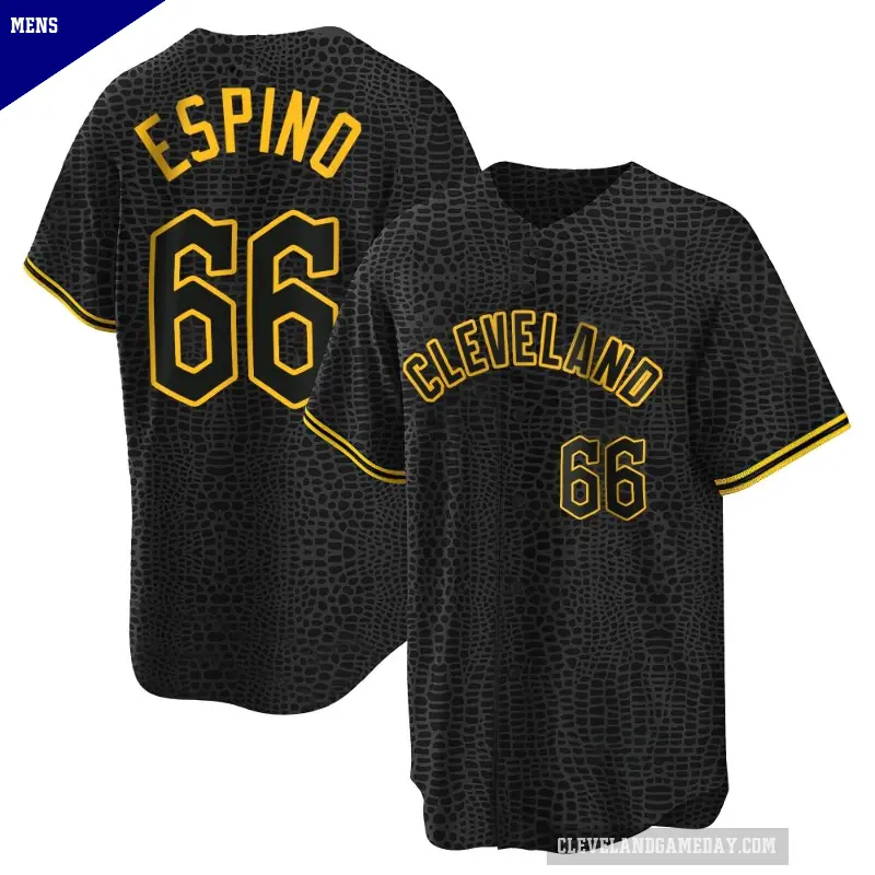 Men's No.66 Daniel Espino Cleveland Guardians Black Replica Snake Skin City Jersey