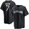 Men's No.7 Will Wilson Cleveland Guardians Black/White Replica Jersey