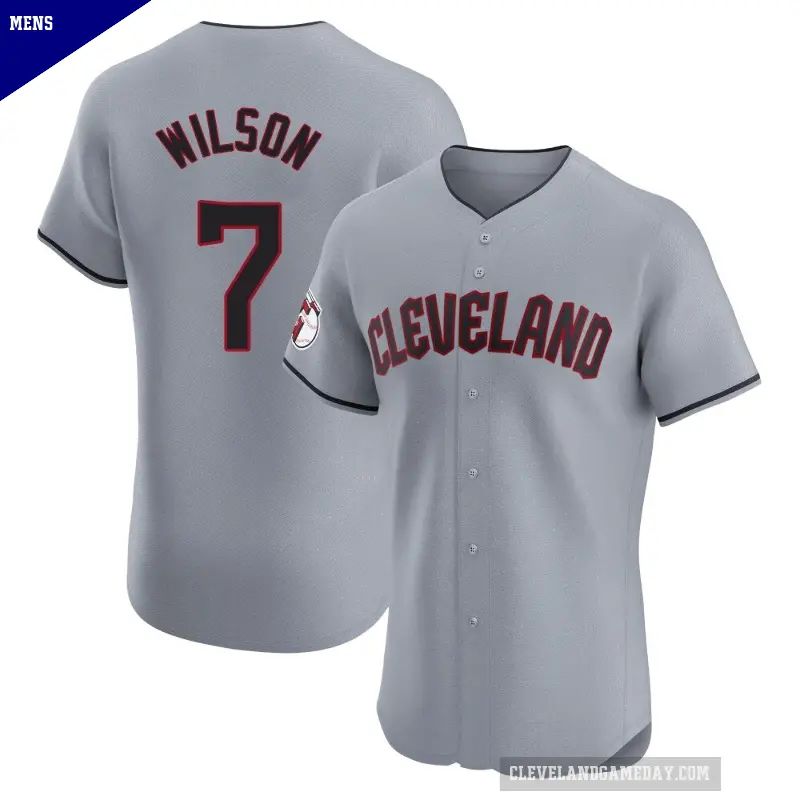 Men's No.7 Will Wilson Cleveland Guardians Gray Elite Road Jersey
