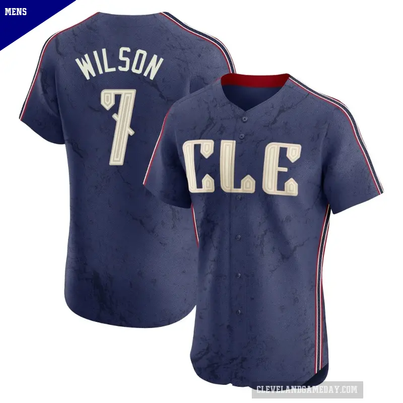 Men's No.7 Will Wilson Cleveland Guardians Navy Elite 2024 City Connect Jersey
