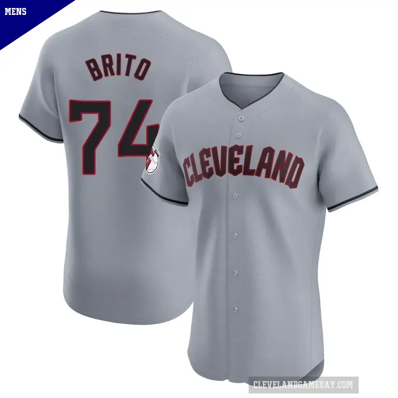 Men's No.74 Juan Brito Cleveland Guardians Gray Elite Road Jersey