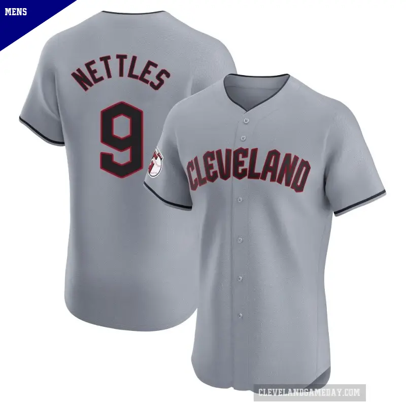 Men's No.9 Graig Nettles Cleveland Guardians Gray Elite Road Jersey